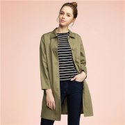 佐丹奴风衣女 中长款素色春秋